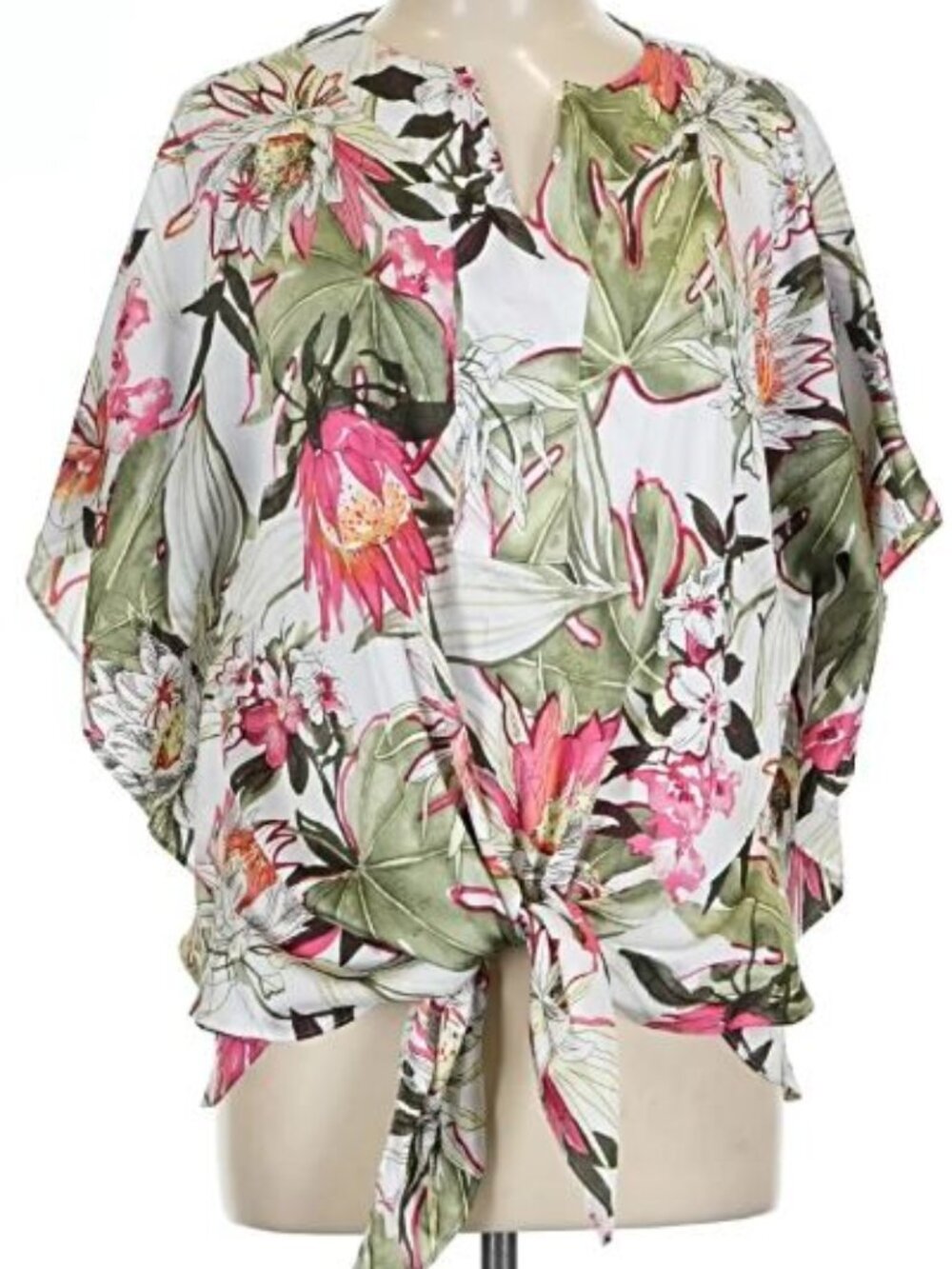 NWT Chico's Floral Front-Tie Blouse size 2.5 L US 12/14